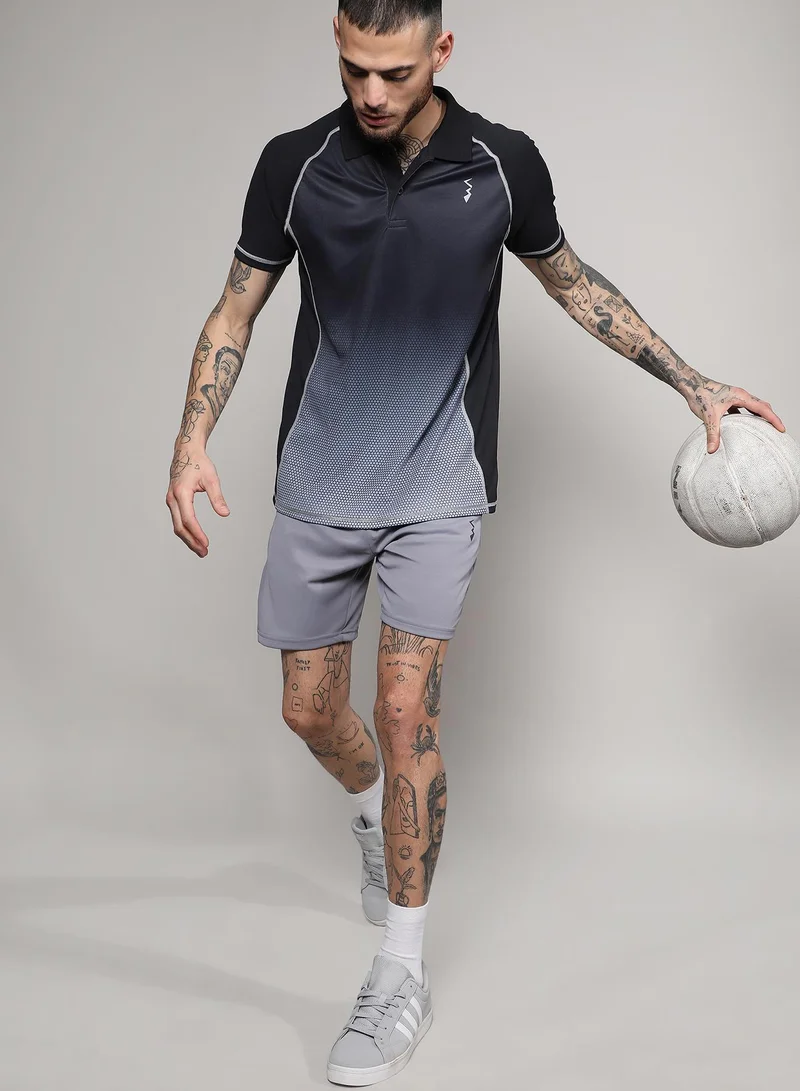 CAHOOT  Men's Black & Grey Ombre Polo Activewear T-Shirt for Men | Best Price UAE