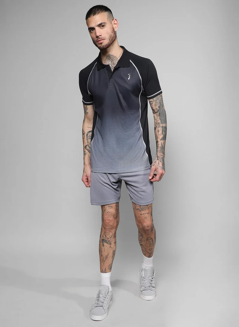 CAHOOT  Men's Black & Grey Ombre Polo Activewear T-Shirt for Men | Best Price UAE