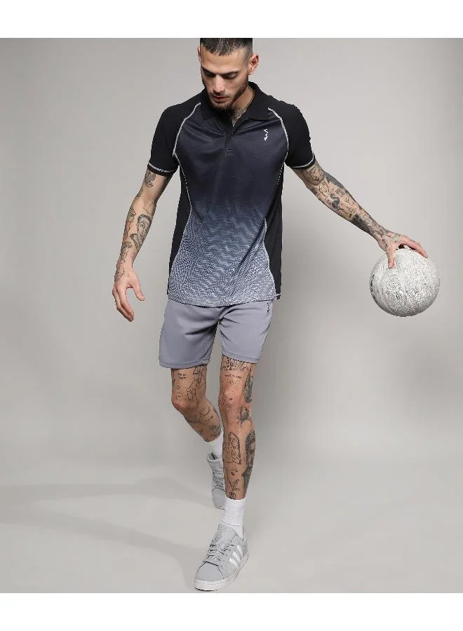 CAHOOT  Men's Black & Grey Ombre Polo Activewear T-Shirt for Men | Best Price UAE