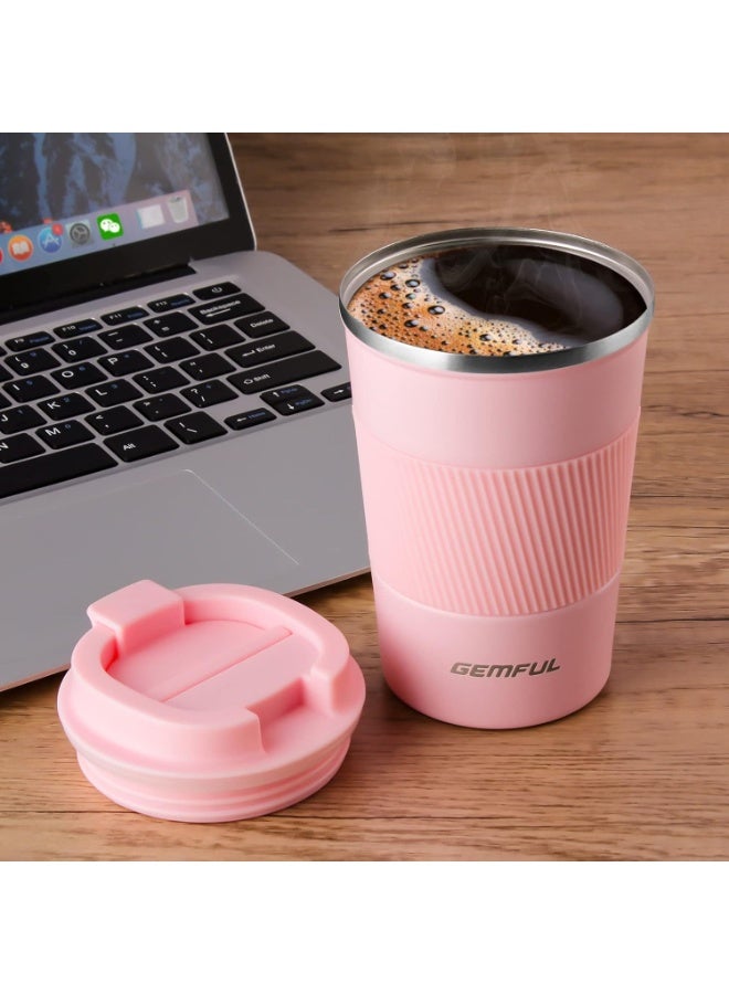 GEMFUL Travel Coffee Mug Stainless Steel Vacuum Ice and Hot Drinks Insulated Tumbler for Home Office Outdoor Works, 380ml, Pink - Image 4