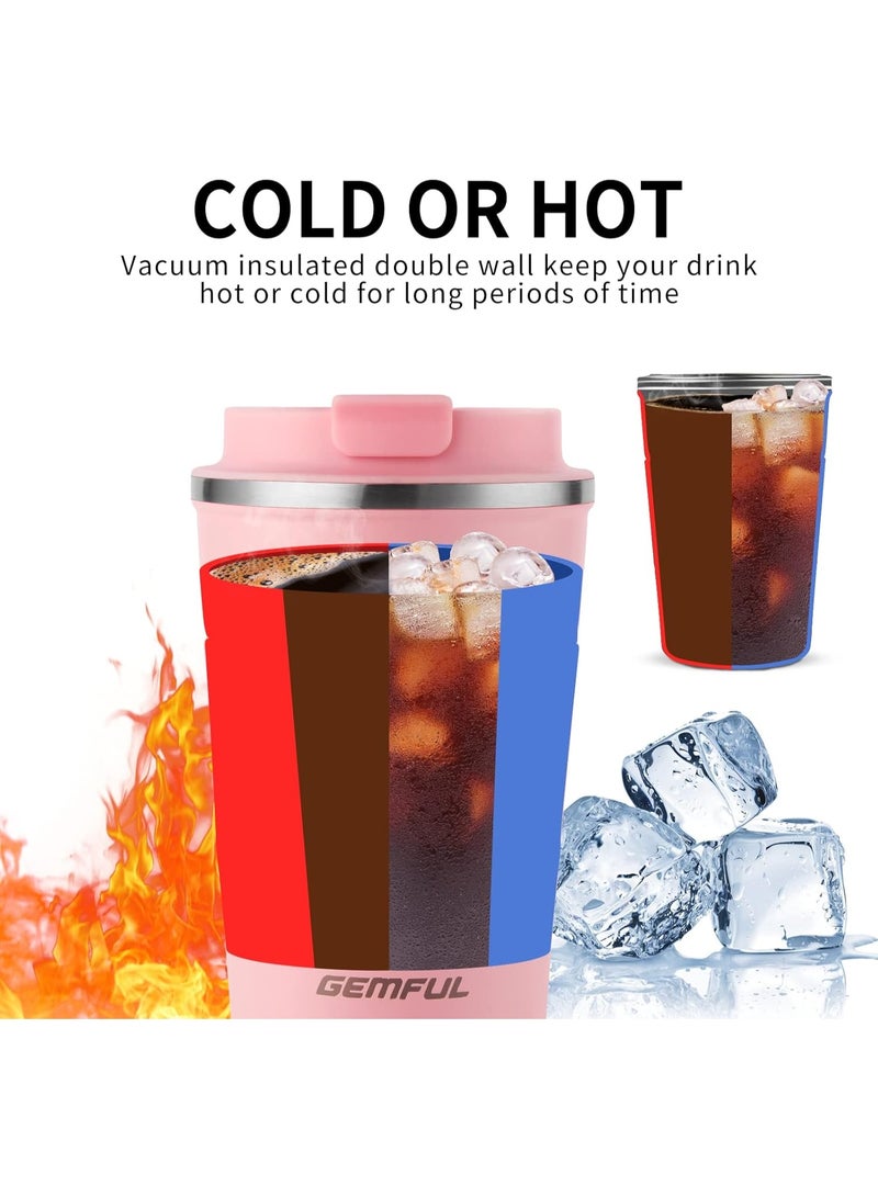 GEMFUL Travel Coffee Mug Stainless Steel Vacuum Ice and Hot Drinks Insulated Tumbler for Home Office Outdoor Works, 380ml, Pink - Image 2