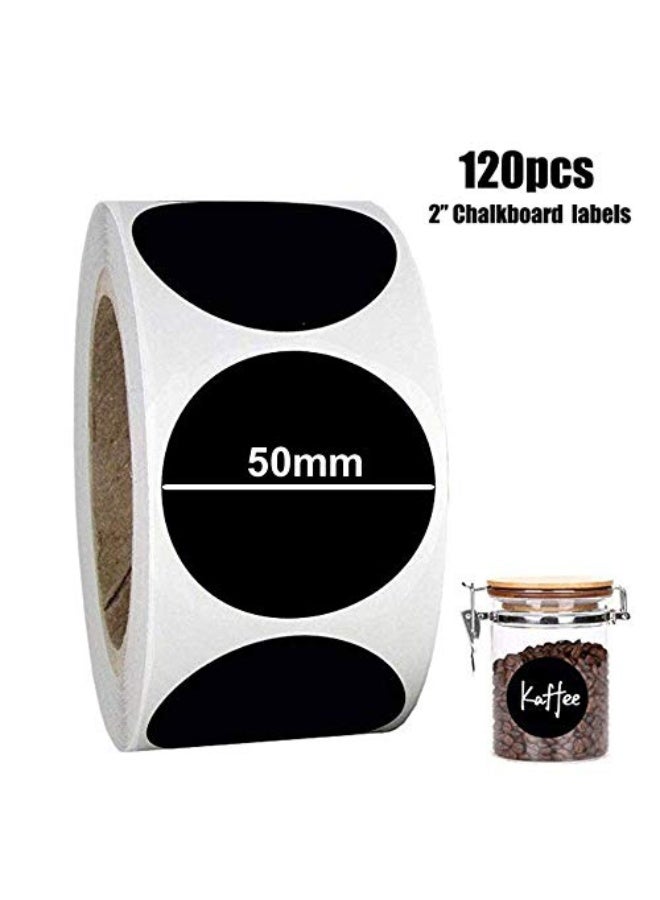 120 Pack Round Chalkboard Labels with White Chalk Marker | 5 cm Self-Adhesive Waterproof Vinyl Stickers for Jars, Pantry, Kitchen, Mason, Spice Containers, Canisters, Bathroom, Laundry Room, DIY & Storage Organization - Image 2