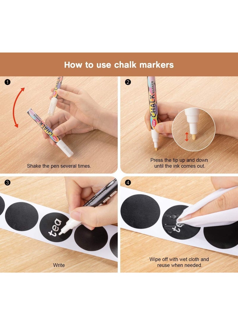 120 Pack Round Chalkboard Labels with White Chalk Marker | 5 cm Self-Adhesive Waterproof Vinyl Stickers for Jars, Pantry, Kitchen, Mason, Spice Containers, Canisters, Bathroom, Laundry Room, DIY & Storage Organization - Image 5