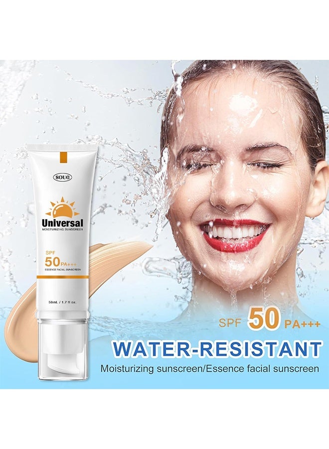 SOUG Tinted Sunscreen For Face SPF 50, Universal Protector Solar 50 Moisturizer, Hydrating Sun Essence Face Sunscreen, UV Defense, Travel Size, Sunscreen Against UVA And UVB Rays, 50ml - Image 3