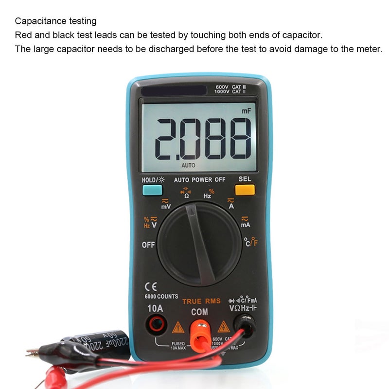 Auto Range True RMS Digital Multimeter AC/DC Voltage Resistance Capacitance Meter for Electrician - Image 2