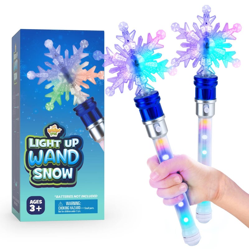 IPIDIPI TOYS Snowflake Wand Spinning Light Up Magic Wand for Kids Princess Fairy Christmas Stocking Stuffers Light Up Toys Goodie Bag Stuffers Ideal Birthday Party Favors for Girls Pack of 2 - Image 3
