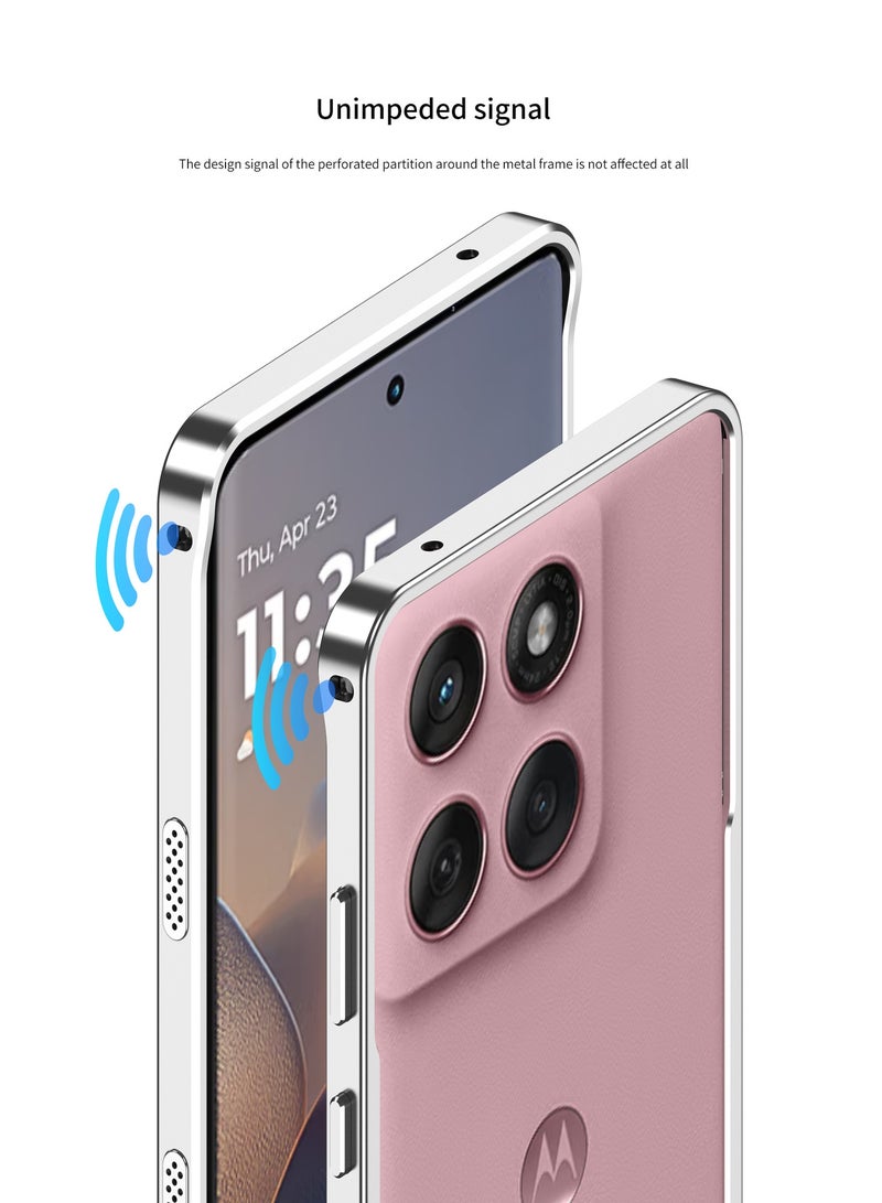 عام غطاء بإطار معدني متوافق مع موتورولا موتو إيدج 60 برو، بتصميم مشبك من سبائك الألومنيوم الممتازة، إطار واقي مضاد للصدمات مع تبديد حراري. - Image 5