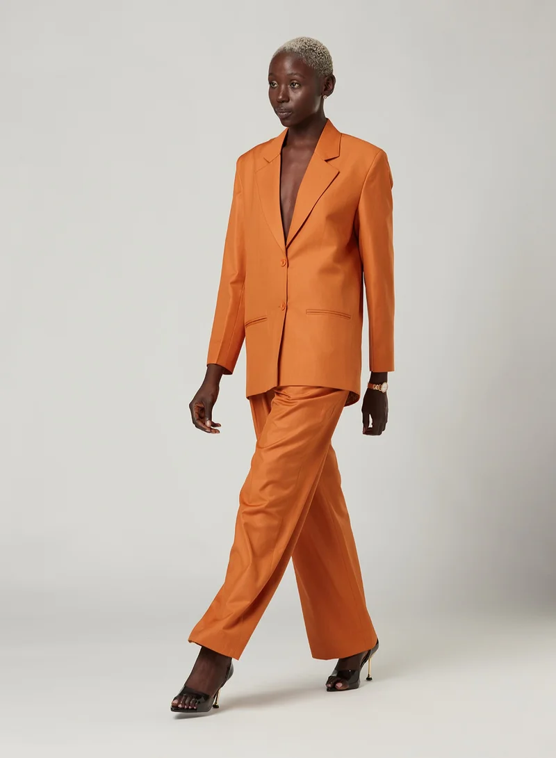 IZEL Back cut Over-sized Orange Two-piece Suit Set with pants