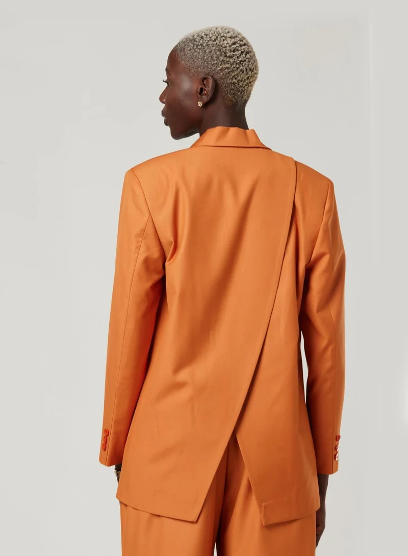 IZEL Back cut Over-sized Orange Two-piece Suit Set with pants