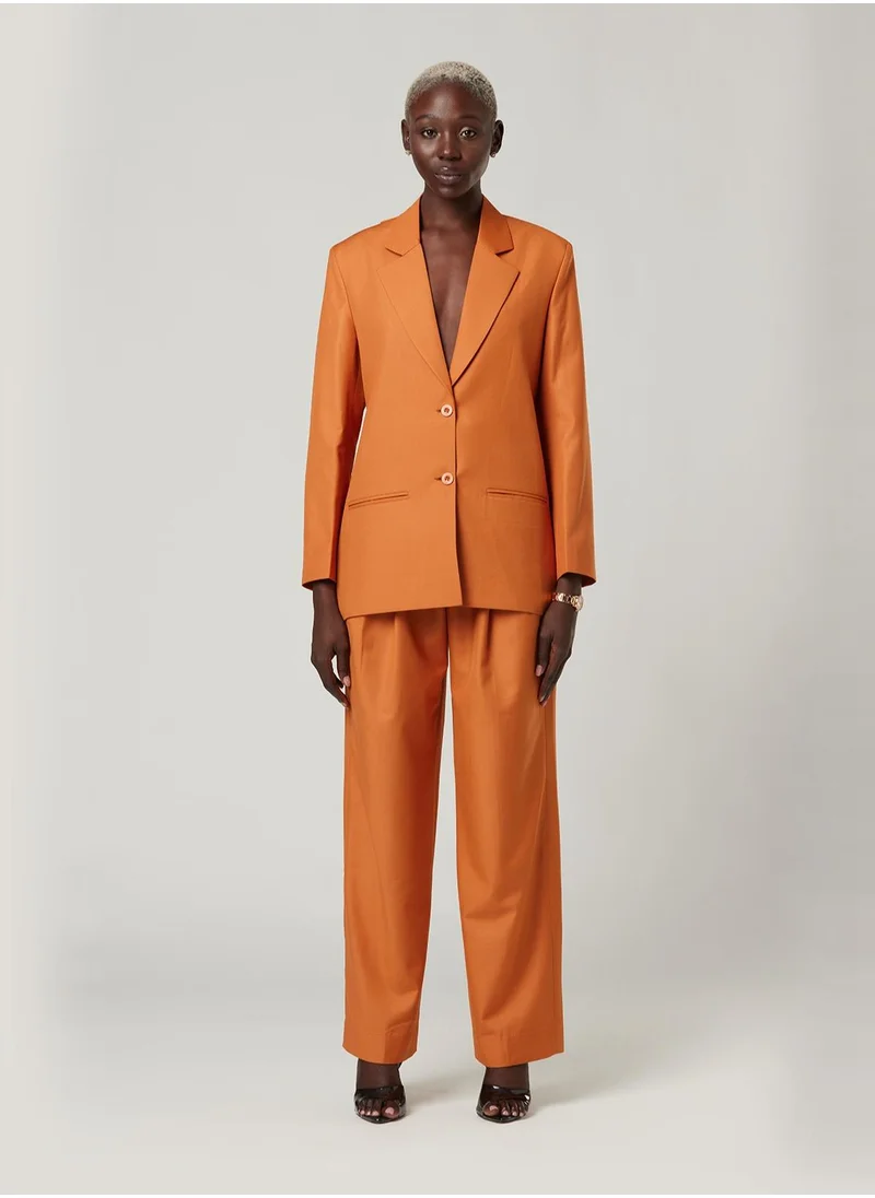 IZEL Back cut Over-sized Orange Two-piece Suit Set with pants