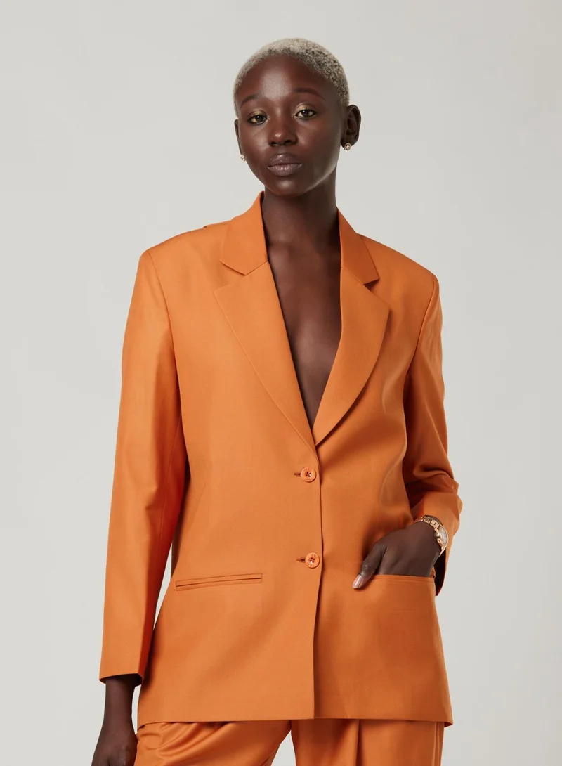 IZEL Back cut Over-sized Orange Two-piece Suit Set with pants
