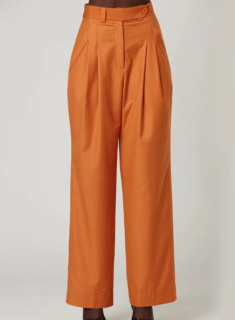 IZEL Back cut Over-sized Orange Two-piece Suit Set with pants