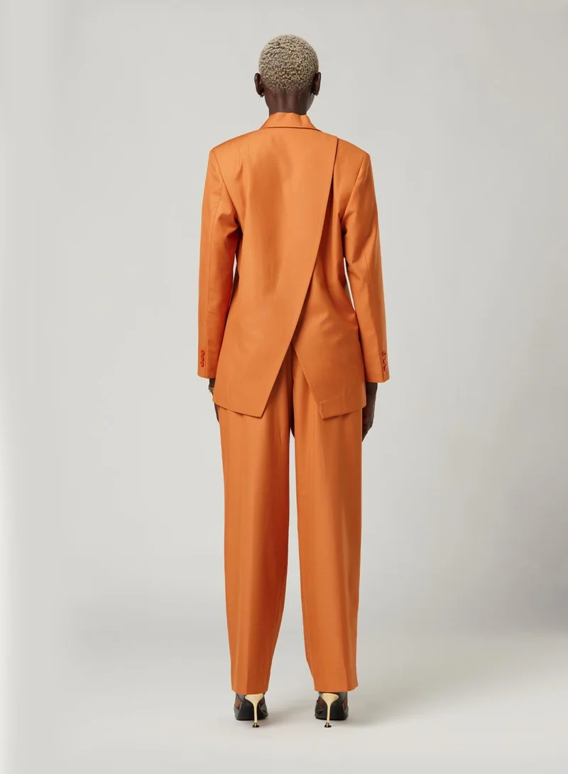 IZEL Back cut Over-sized Orange Two-piece Suit Set with pants