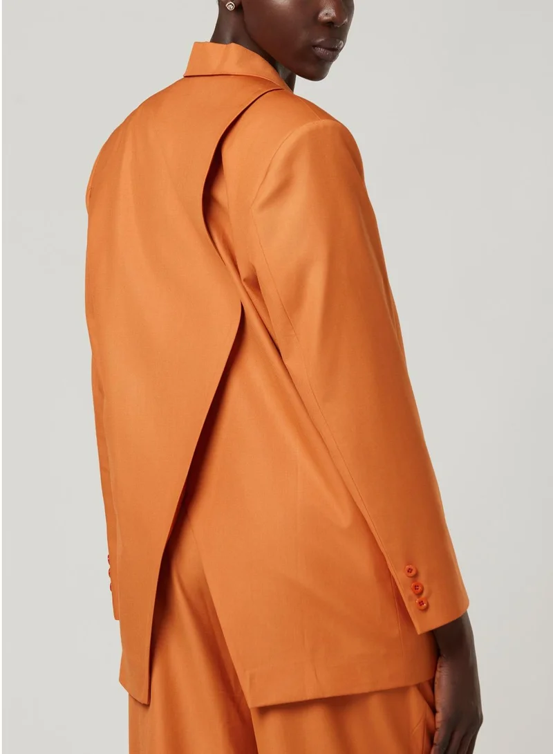 IZEL Back cut Over-sized Orange Two-piece Suit Set with pants