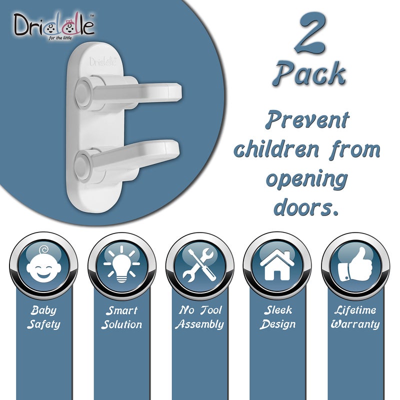 Driddle 2 Pack - Door Lever Baby Safety Lock - Baby Proofing - Prevent Little Kids from Opening Doors with A Child Proof Door Handle Lock - 3M Adhesive - Driddle - Image 3