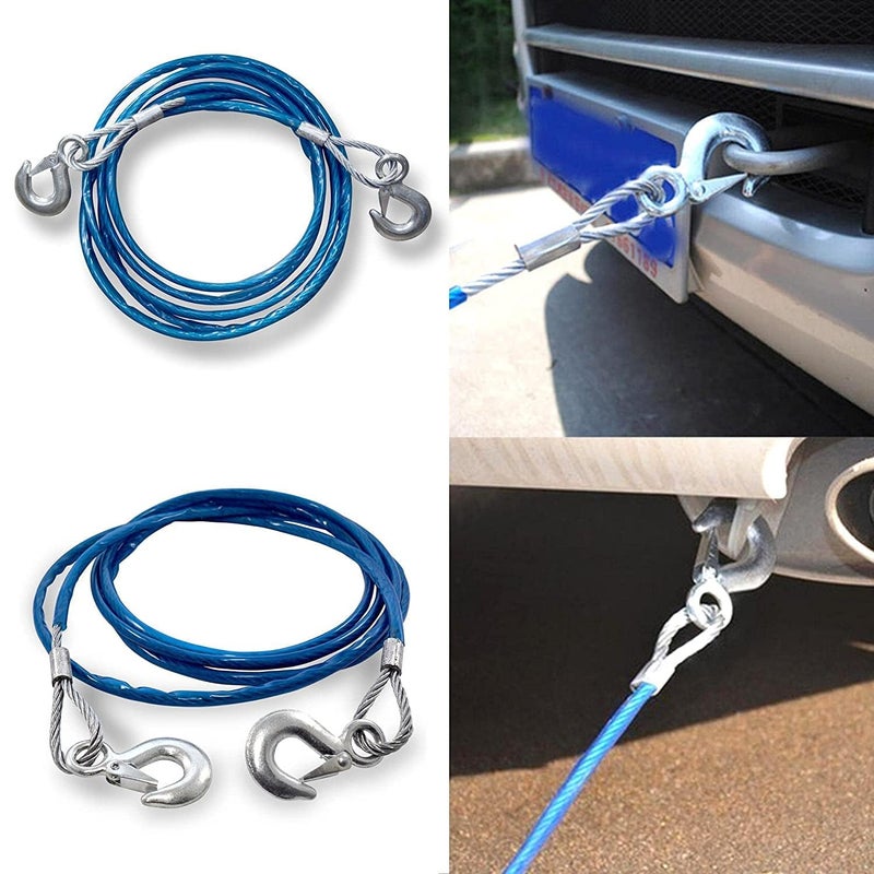 DHANVINE Heavy Duty Tow Rope 7 Tons Steel Wire Cable High Strength Hook Car Emergency Towing Rope Powerful Wire Tow Rope Compatible with Tata Nexon - Image 2