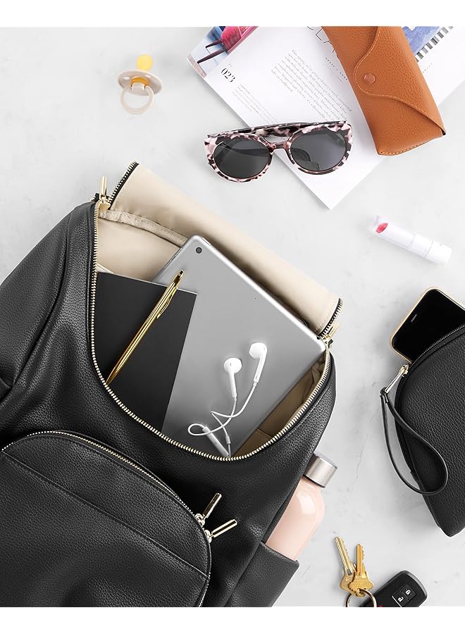 إيروريكس مجموعة هدايا حقيبة الحفاضات الأساسية للأطفال مع حقيبة الحفاضات وجيب اللهاية وحافظة المناديل المبللة باللون الأسود من إيفرمور - Image 4