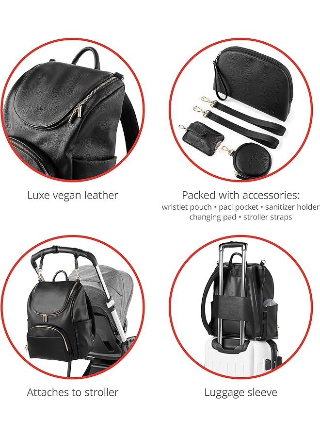 إيروريكس مجموعة هدايا حقيبة الحفاضات الأساسية للأطفال مع حقيبة الحفاضات وجيب اللهاية وحافظة المناديل المبللة باللون الأسود من إيفرمور - Image 3