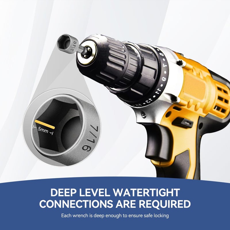 Serplex 23Pcs Power Nuts Driver Drill Bit Tools Set 14 Driver Hex Shank Keys Metric Socket Wrench Screw Impact Driver Bit Set for Power Tools Electric Drills Screwdrivers Socket Wrench - Image 4