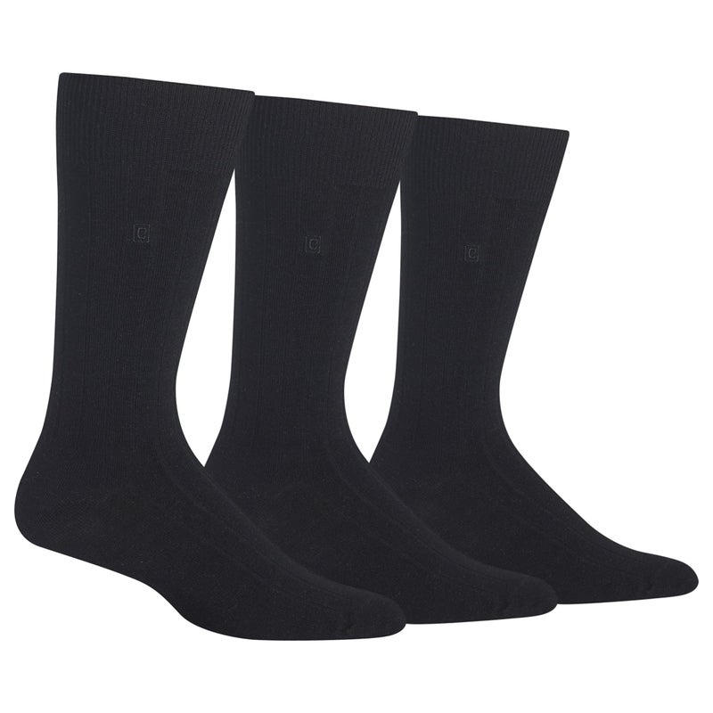 Chaps Men's Soft Touch True Rib Dress Crew Socks-3 Pair Pack-Modal Blend and Embroidered Detail, Black, Shoe Size: 6-12 - Image 1