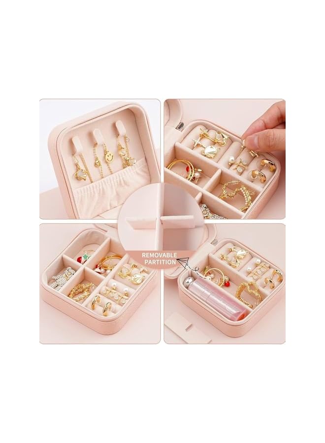 The Bros Mini Jewelry Travel Case,Small Travel Jewelry Organizer, Portable Jewelry Box Travel Mini Storage Organizer Portable Display Storage Box For Rings Earrings Necklaces Gift - Image 2