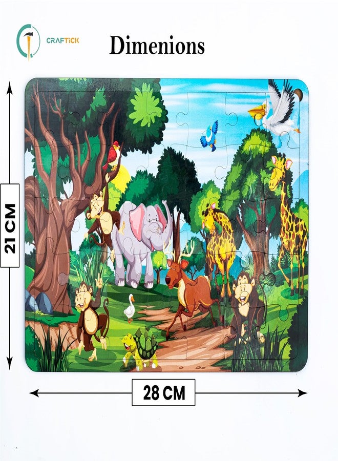 أحجية الصور المقطوعة كرافتيك® للأطفال، مجموعة واحدة، حيوانات الغابة متعددة الألوان | هدية تذكارية | لعبة للأولاد والبنات | ألعاب تعليمية وتنمية الذكاء والإبداع | حقيبة حفلات مع حقيبة سفر - Image 2