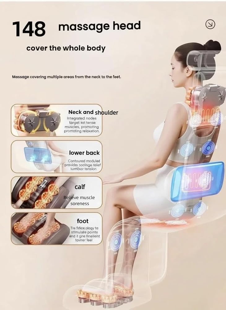 Lasolest Full Body Massage Chair Pad for Neck & Back Pain Relief, Foldable with Lumbar Support and Foot Massager - Image 2