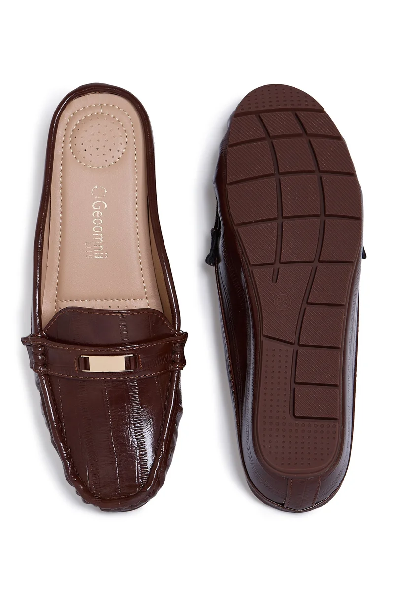 Geoomnii BROWN Geoomnii Closed Flat Shoes for Women – Comfortable Slip-On Ballet Flats for Office, Daily Wear & Casual Use for Women | Best Price UAE