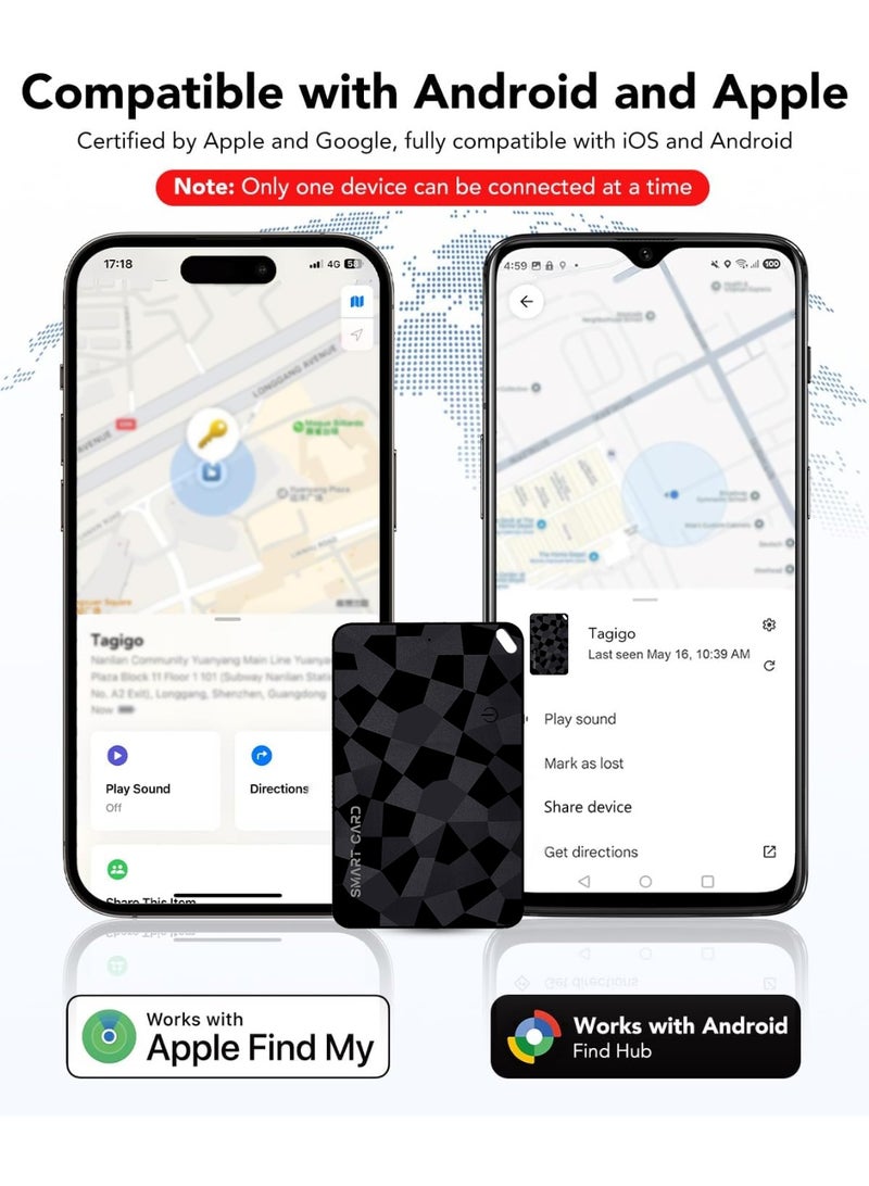 [جديد 2025] بطاقة تعقب المحفظة القابلة لإعادة الشحن ذات المنصتين (لكل من iOS وAndroid)، أداة ذكية للعثور على المحفظة، متوافقة مع Apple Find My وGoogle Find Hub، ومحدد موقع العنصر، والشحن اللاسلكي، والعثور على المفاتيح (عبوة واحدة) - Image 2