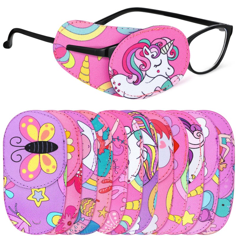 Newcotte Newcotte 12 Pcs Eye Patch for Kids Girls Boys Reusable Eye Patch for Glasses over the Lens Colorful Eye Patch Toddler Eye Patch Adorable Kids Eye Patches Assorted Eye Patch Cover (Cute)  - Image 1