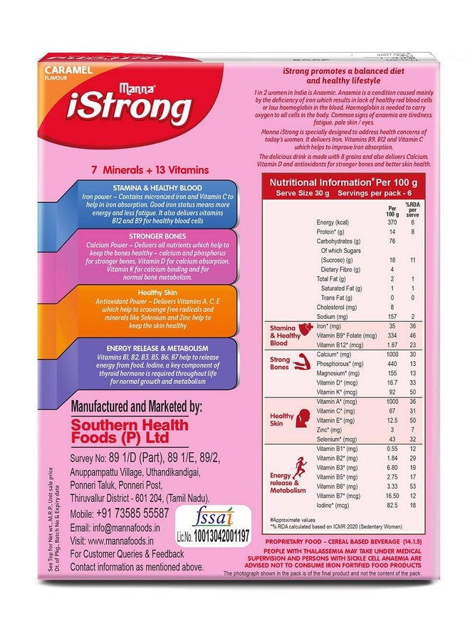 Manna iStrong, Clinically proven to fight Anemia, Iron Supplement for Women, Caramel 200g - Image 2