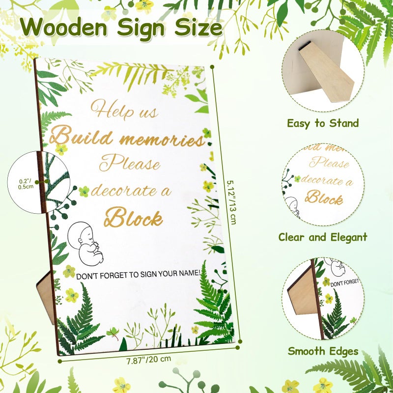 BORISI 144 Pcs Baby Shower Games Sign Kit, Including 50 DIY Blank Wooden Blocks, 41 Stencils, 36 Acrylic Paint Markers, 15 Advice Cards, 1 Game Sign, 1 Storage Box for Baby Shower Games, Gender Reveal Party - Image 3