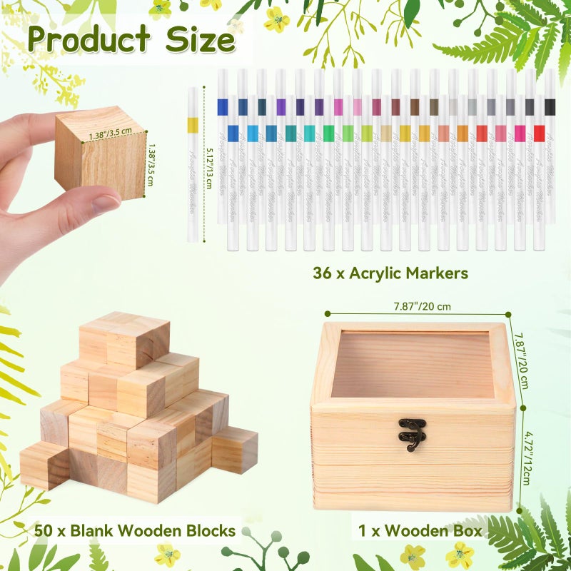 BORISI 144 Pcs Baby Shower Games Sign Kit, Including 50 DIY Blank Wooden Blocks, 41 Stencils, 36 Acrylic Paint Markers, 15 Advice Cards, 1 Game Sign, 1 Storage Box for Baby Shower Games, Gender Reveal Party - Image 2