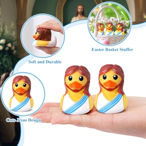 ANGGIKO 12 Pcs Jesus Rubber Ducks Original Design Jesus Rubber Duckies to Hide and Seek Easter Basket Stuffer Religious Party Favors Sunday School Gifts for Kids Easter Basket Stuffers for Kids - Image 5