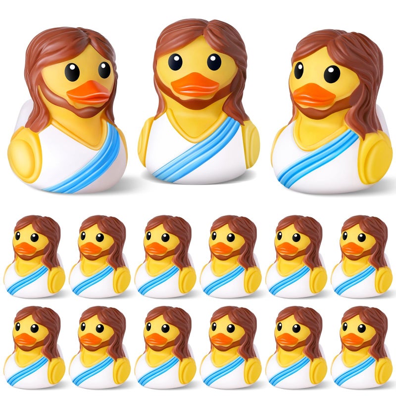 ANGGIKO 12 Pcs Jesus Rubber Ducks Original Design Jesus Rubber Duckies to Hide and Seek Easter Basket Stuffer Religious Party Favors Sunday School Gifts for Kids Easter Basket Stuffers for Kids - Image 3