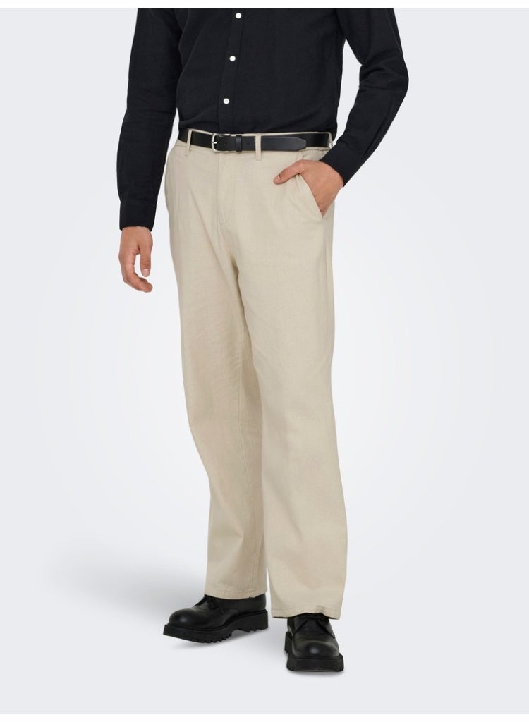 Only & Sons Men's Cotton-Linen Trousers - Image 1