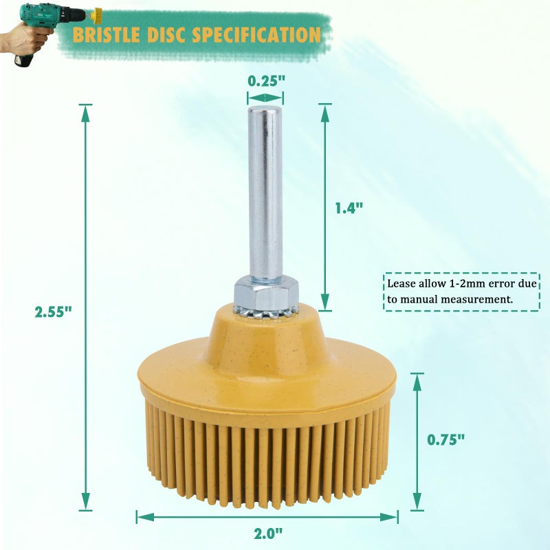 9TH SHOP 2 Inch Bristle Disc, 6 Pieces Bristle Disc Grade 50# 80# 120# with 1/4 Inch Abrasive Coating Removal Disc for Metal - Image 5