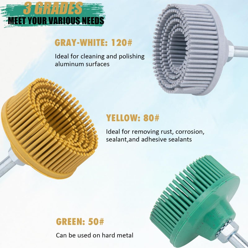 9TH SHOP 2 Inch Bristle Disc, 6 Pieces Bristle Disc Grade 50# 80# 120# with 1/4 Inch Abrasive Coating Removal Disc for Metal - Image 2