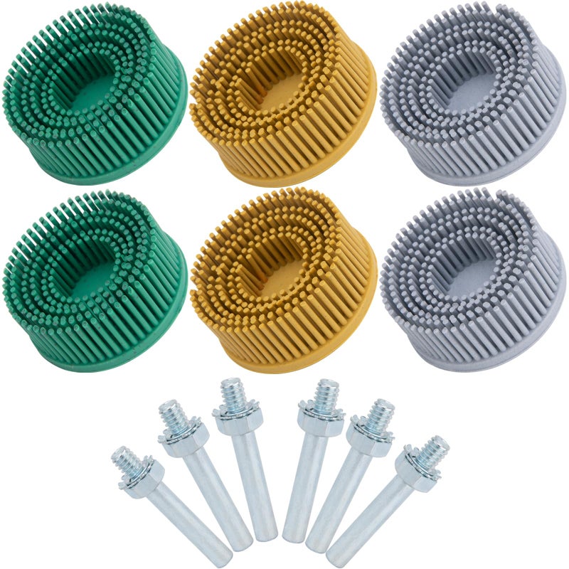 9TH SHOP 2 Inch Bristle Disc, 6 Pieces Bristle Disc Grade 50# 80# 120# with 1/4 Inch Abrasive Coating Removal Disc for Metal - Image 1