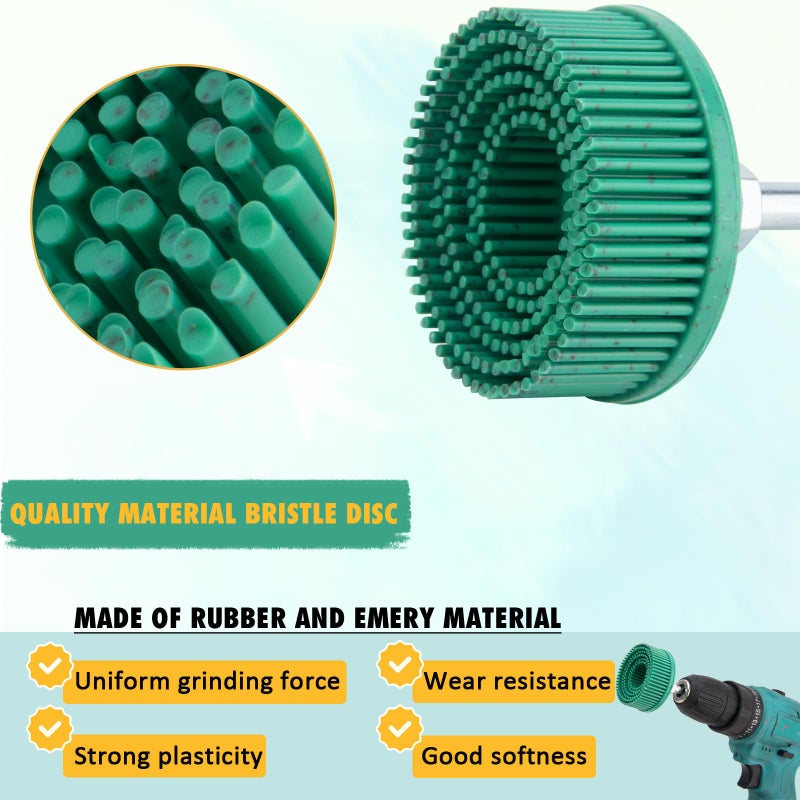9TH SHOP 2 Inch Bristle Disc, 6 Pieces Bristle Disc Grade 50# 80# 120# with 1/4 Inch Abrasive Coating Removal Disc for Metal - Image 4