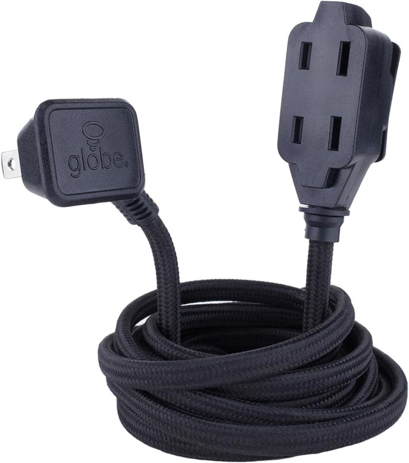 Globe Electric Designer Series Fabric Extension Cord, 9 Feet, Black - Image 1