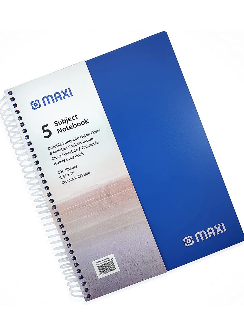 Maxi 200-Sheet Notebook With 5 Divisions Blue Cover - Image 1