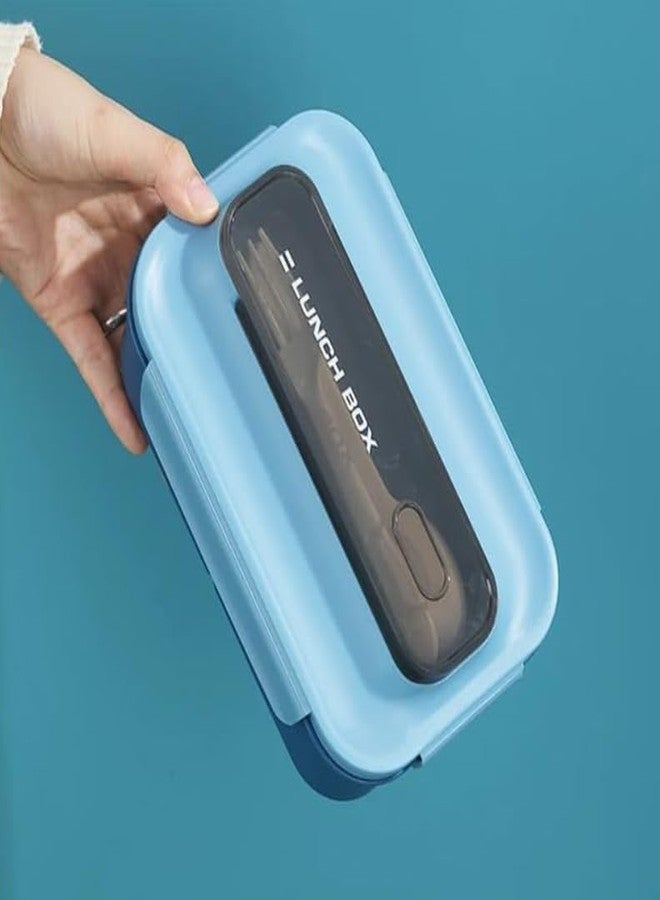 Stavae 2 Compartment Lunch Box with Stainless Steel Bowl for Healthy Living - Stainless Lunch Box for Schools and Trips Airtight Leak-Proof Lunch Box Food Storage Container with Lunch Box ((Blue)) - Image 1