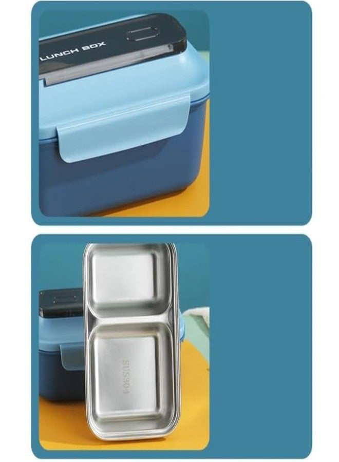 Stavae 2 Compartment Lunch Box with Stainless Steel Bowl for Healthy Living - Stainless Lunch Box for Schools and Trips Airtight Leak-Proof Lunch Box Food Storage Container with Lunch Box ((Blue)) - Image 4