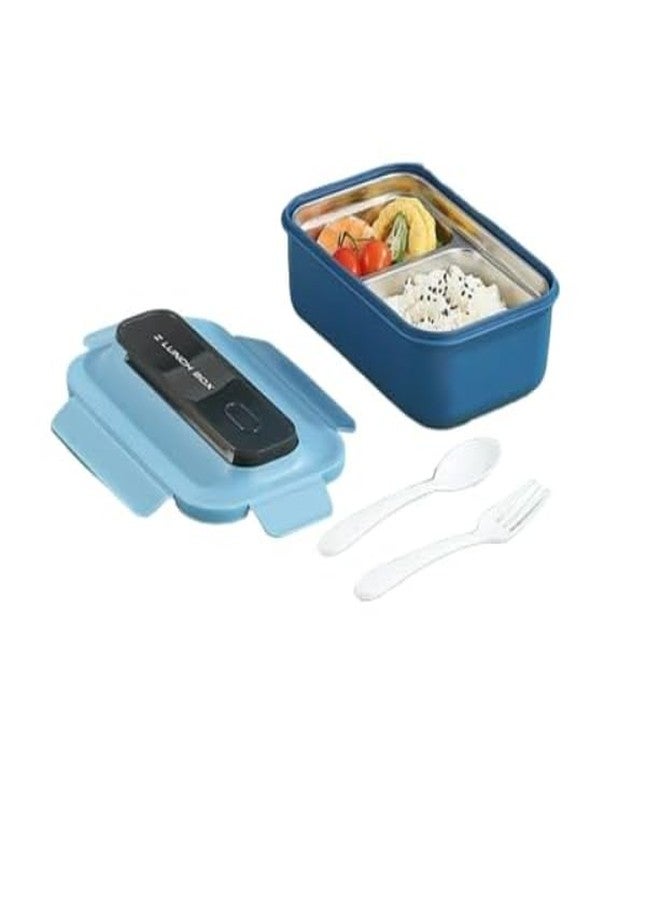 Stavae 2 Compartment Lunch Box with Stainless Steel Bowl for Healthy Living - Stainless Lunch Box for Schools and Trips Airtight Leak-Proof Lunch Box Food Storage Container with Lunch Box ((Blue)) - Image 5