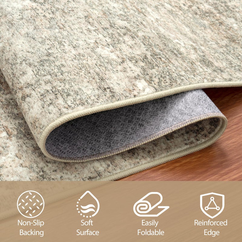 Aelenmu 9x12 Area Rugs for Living Room Rug Washable: Abstract Large Rug for Dining Room Bedroom Carpet Non Slip 9 by 12 Indoor Modern Nursery Home Office Beige Brown - Image 3