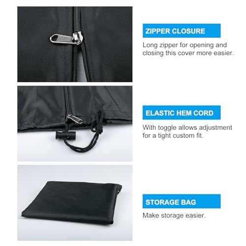 OKPOW Patio Umbrella Cover for 9ft to 12ft Outdoor Umbrellas - 420D Waterproof Garden Market Umbrella Cover Outside Parasol Covers with Zipper for Deck Pool Beach Umbrellas, Black - Image 4