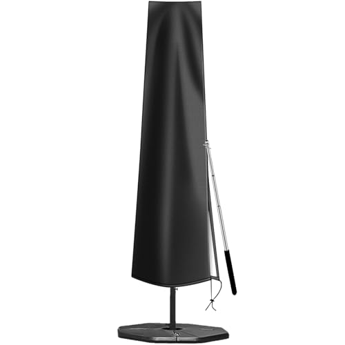 OKPOW Patio Umbrella Cover for 9ft to 12ft Outdoor Umbrellas - 420D Waterproof Garden Market Umbrella Cover Outside Parasol Covers with Zipper for Deck Pool Beach Umbrellas, Black - Image 1