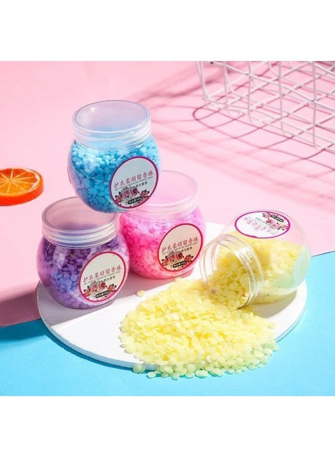 4 packs of laundry fragrance beads, deodorizing fabric freshener, soft laundry beads, 100g per pack - assorted scents and colors - Image 1