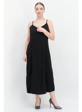 French Connection Women Plain Satin Midi Dress, Black  - Image 1